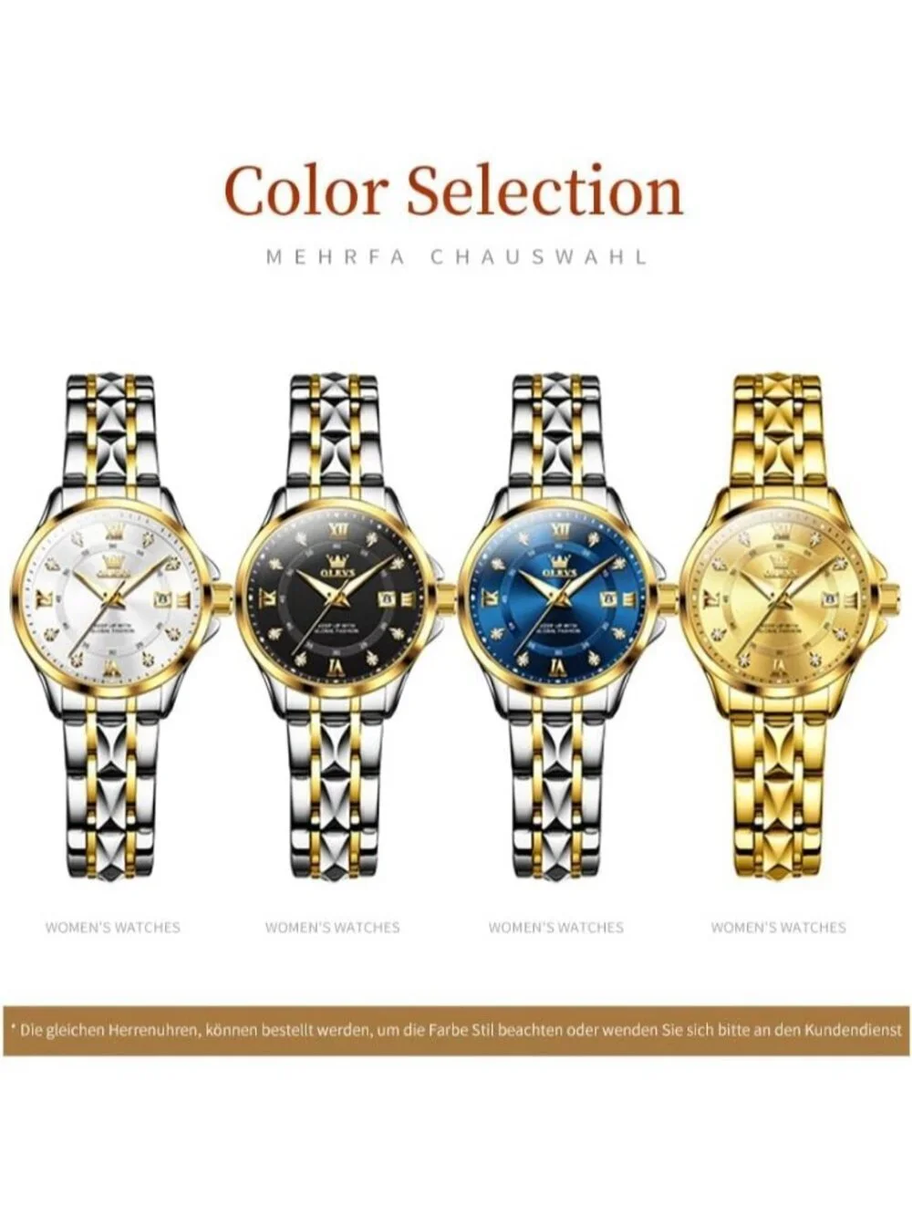 Women's Silver White Analog Stainless Steel Waterproof Luminous Luxury Watch